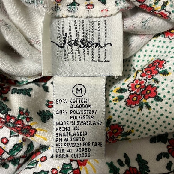 Vintage 90's Jason Maxwell Christmas Holiday Floral Holly Turtleneck - Picture 8 of 9